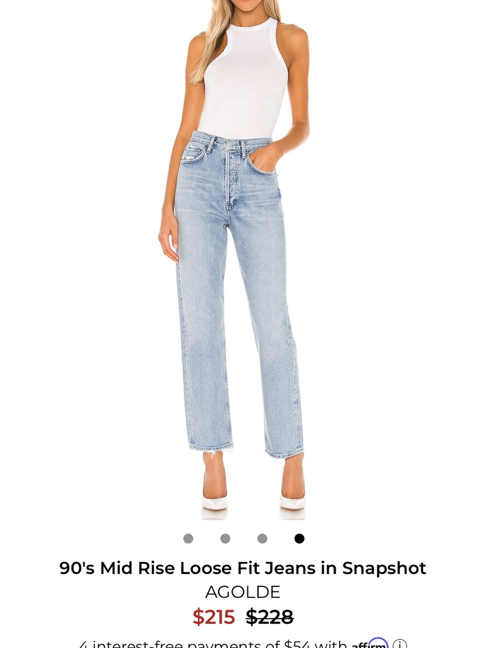 Agolde 90's High Rise Loose Fit Jeans in Light Blue- snapshot
